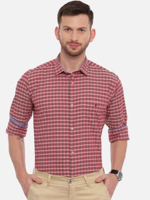 CROYDON Men Rose Regular Fit Checked Casual Shirt