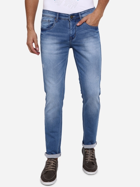 Greenfibre Men Blue Slim Fit Mid-Rise Low Distress Jeans