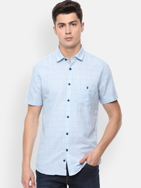 Louis Philippe Sport Men Blue Slim Fit Checked Casual Shirt
