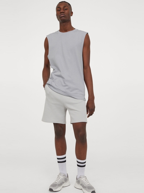 H&M Men Grey Solid Vest Top