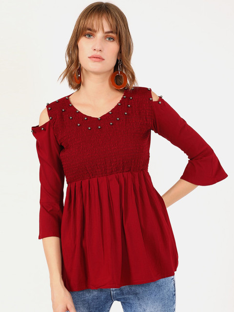 V2 Value & Variety Maroon Solid Empire Top 
V2 Value & Variety Maroon Solid Empire Top