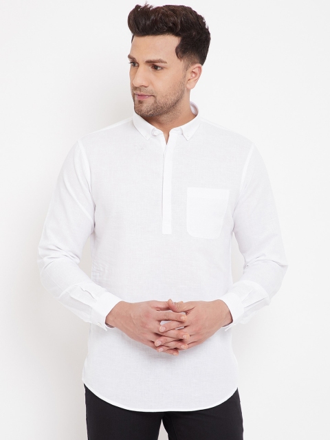 Canary London Men White Slim Fit Solid Casual Shirt