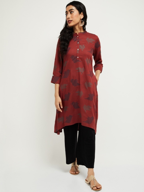 max Women Rust Red Printed Kurta
