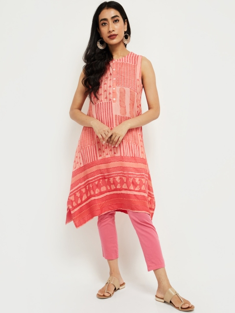 max Women Pink Geometric Printed Kurta