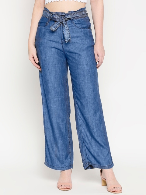 Kraus Jeans Women Blue Wide Leg High-Rise Clean Look Jeans