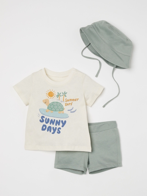 H&M Boys Multicoloured Printed 3-Piece Summer Set With Sun Hat, Multi
