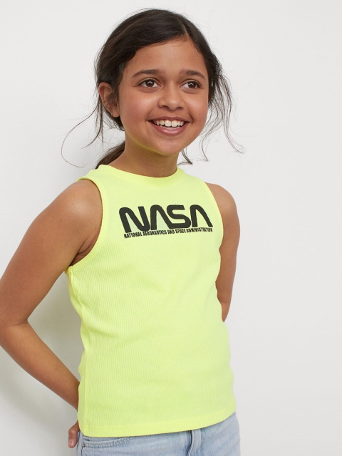 H&M Girls Yellow Ribbed Vest Top