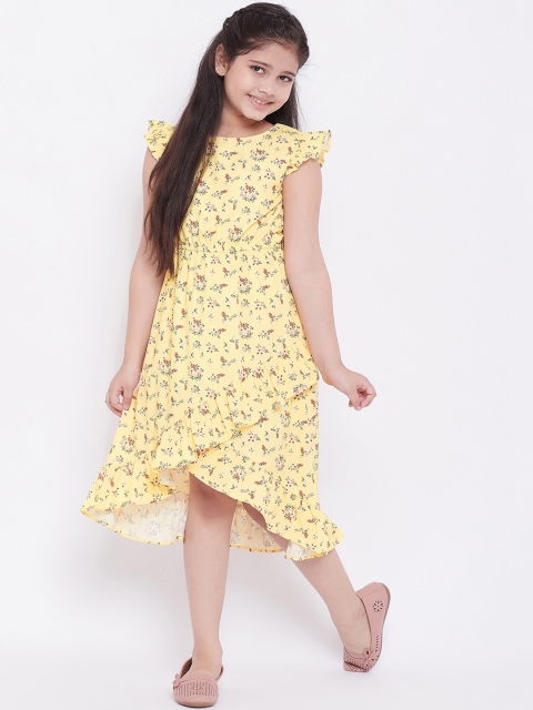 Stylo Bug Girls Yellow & Red Printed A-Line Dress