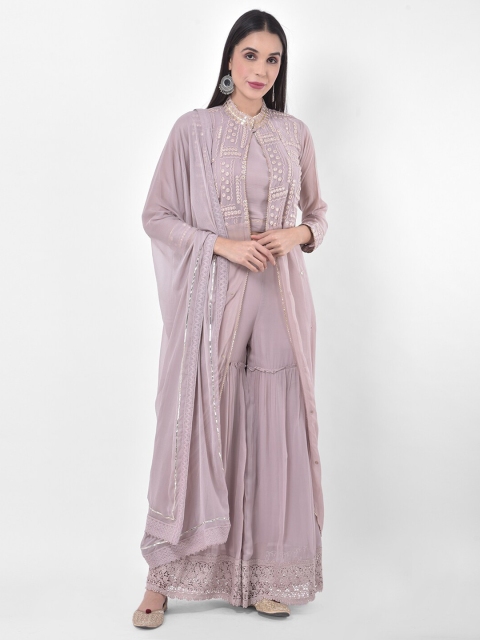 Neerus Women Mauve Solid 4-Piece Clothing Set