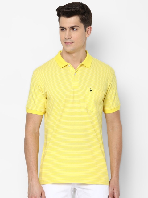 Allen Solly Men Yellow Solid Polo Collar T-shirt
