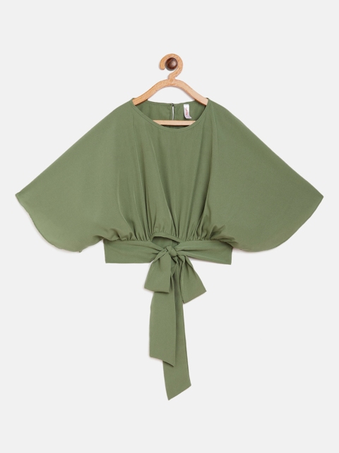 Stylo Bug Girls Green Crepe Regular Top