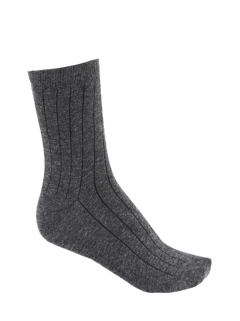 RICHARD PARKER by Pantaloons Men Charcoal Grey Self-Striped Calf-Length Socks