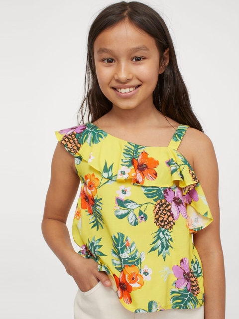 H&M Girls Yellow One-Shoulder Blouse