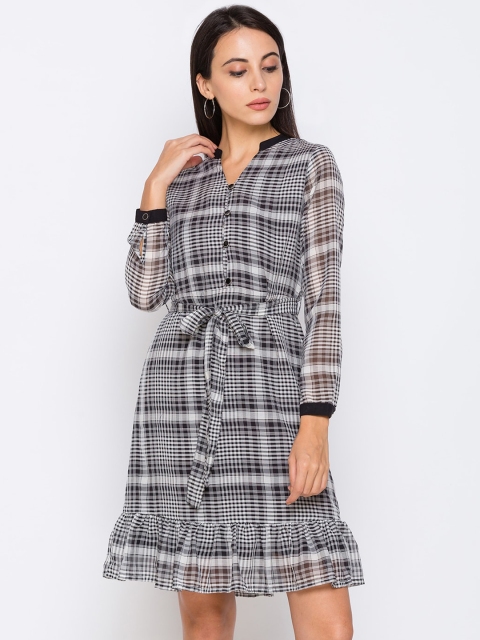 Globus Women Black Checked Shirt Dress