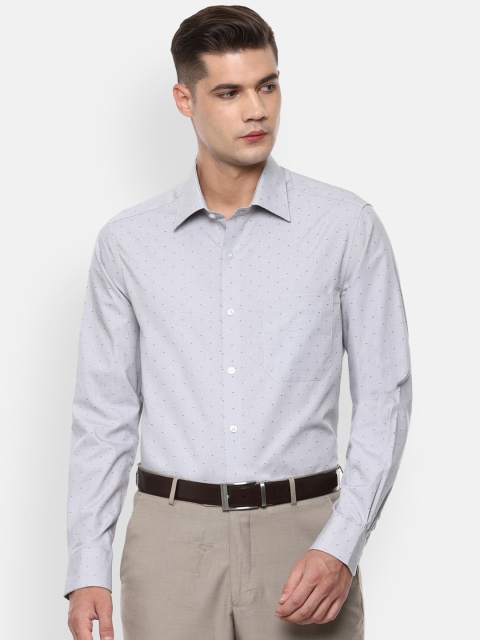 Louis Philippe Men Grey Regular Fit Checked Casual Shirt