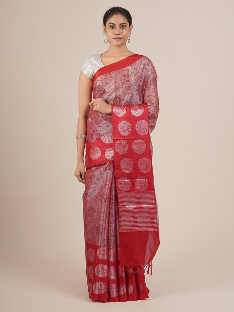 Pothys Pink Woven Design Tissue Saree
