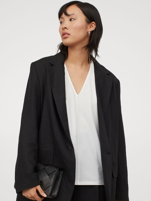 H&M Women White V-Neck Top