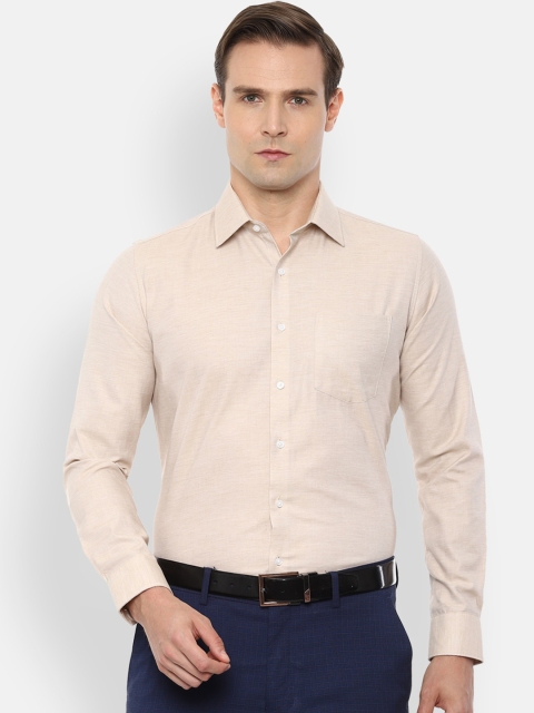 Van Heusen Men Beige Slim Fit Solid Formal Shirt