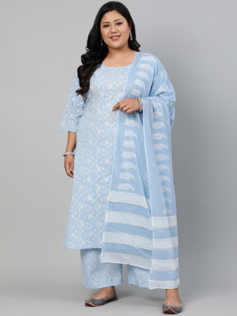Nayo Plus Size Women Blue Ethnic Motifs Printed Pure Cotton Kurta with Palazzos & Dupatta
Nayo Plus Size Women Blue Ethnic Motifs Printed Pure Cotton Kurta with Palazzos & Dupatta