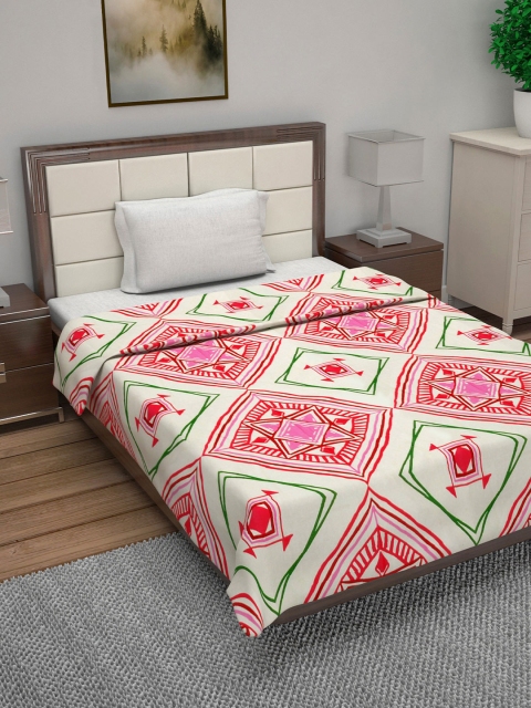 Divine Casa Pink & Cream-Coloured AC Room 110 GSM Single Bed Reversible Dohar