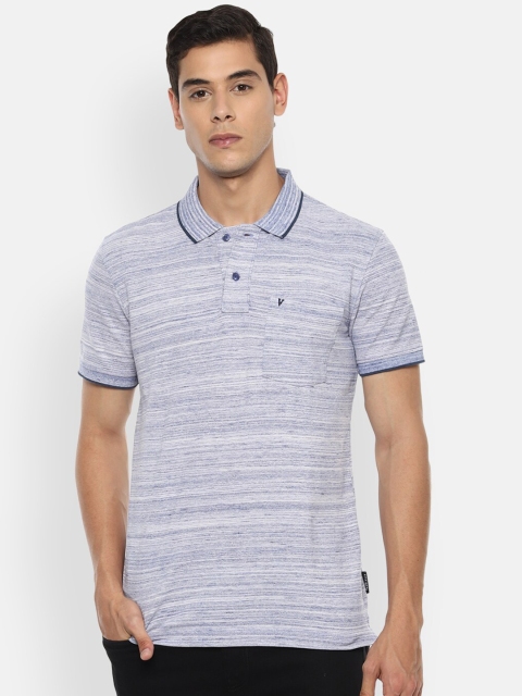 Van Heusen Sport Men Blue Striped Polo Collar T-shirt