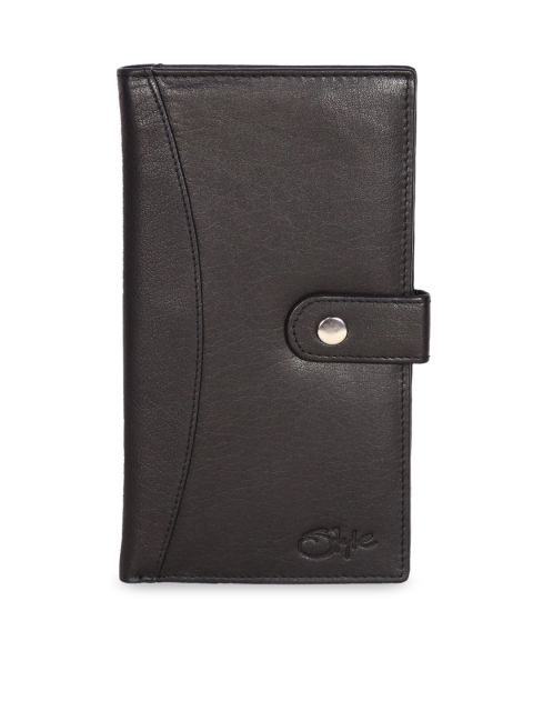 Style SHOES Unisex Black Solid Passport Holder