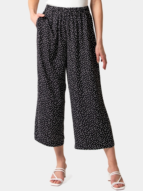 Forever New Women Black Straight Fit Printed Culottes