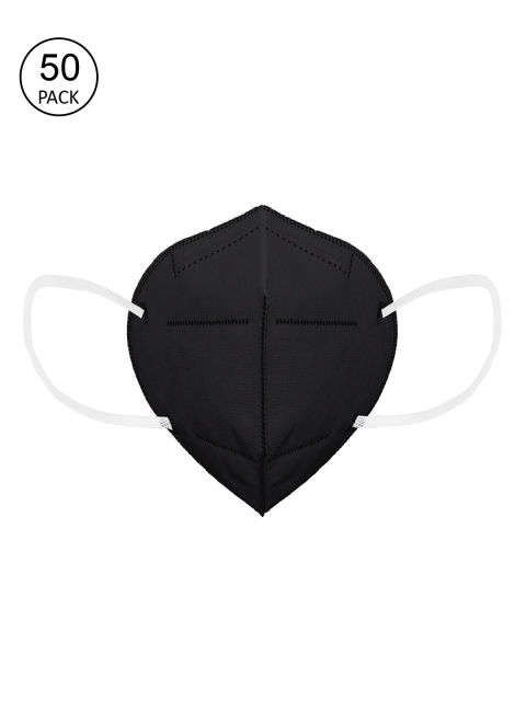 OOMPH Unisex Pack Of 50 Black Solid 5-Ply Reusable Anti-Pollution KN95 Face Masks