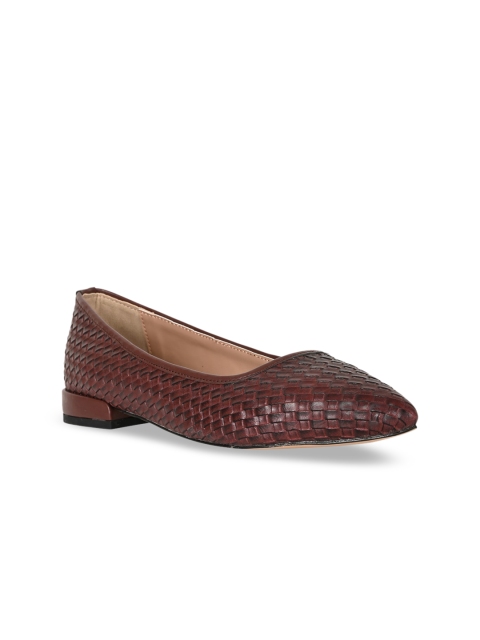 GIRL EXCUSE Women Maroon Woven Design Ballerinas