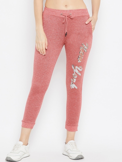 Austin wood Women Red Solid Slim-Fit Joggers