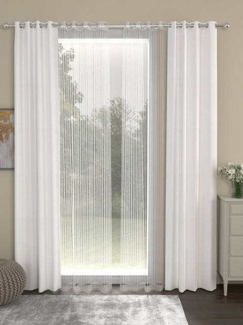 ROSARA HOME White Set of 4 Door Curtains