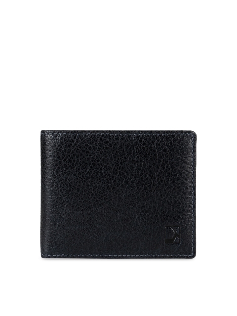 Da Milano Men Blue Textured Two Fold Wallet