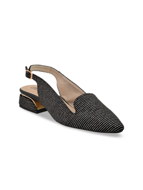 GIRL EXCUSE Women Black Woven Design Sandals