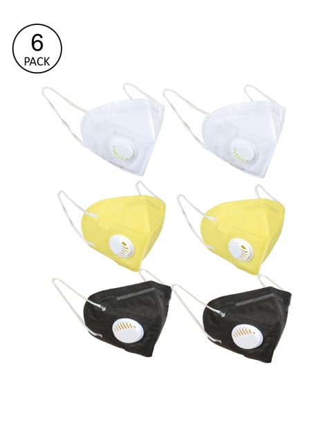 OOMPH Unisex Pack of 6 Solid 5-Ply K95 Protective Masks, White