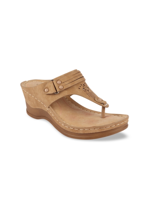 CALZADO Women Beige Solid Platform Heels