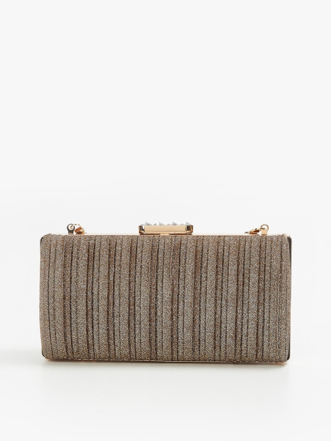 CODE by Lifestyle Bronze-Toned Striped Box Clutch