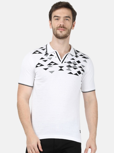 Monte Carlo Men White Printed High Neck T-shirt