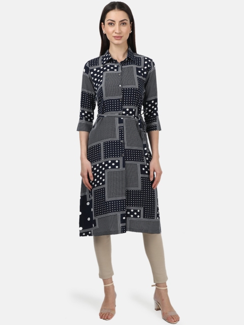 Monte Carlo Navy Blue Printed Tunic