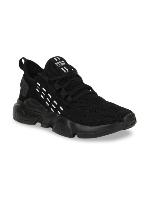 North Star Men Black Woven Design Sneakers