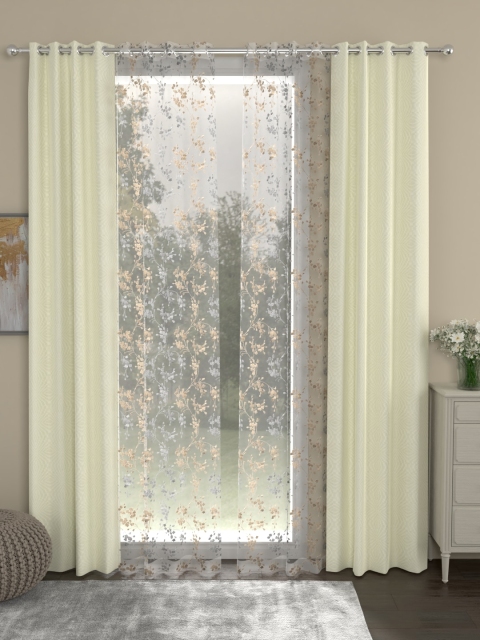ROSARA HOME Cream-Coloured & Transparent Set of 4 Regular & Sheer Long Door Curtains
ROSARA HOME Cream-Coloured & Transparent Set of 4 Regular & Sheer Long Door Curtains