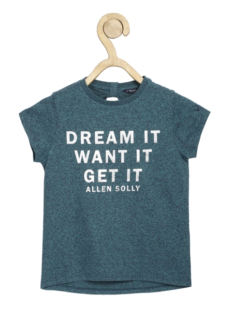 Allen Solly Junior Girls Blue Printed Round Neck Cotton T-shirt