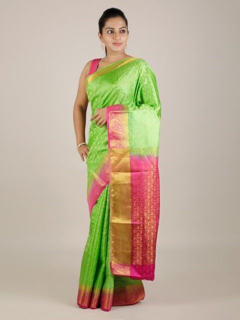 Pothys Green & Pink Jute Silk Printed Saree