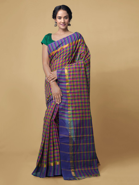 Unnati Silks Multicoloured Pure Cotton Checked Mangalagiri Saree, Multi
Unnati Silks Multicoloured Pure Cotton Checked Mangalagiri Saree, Multi