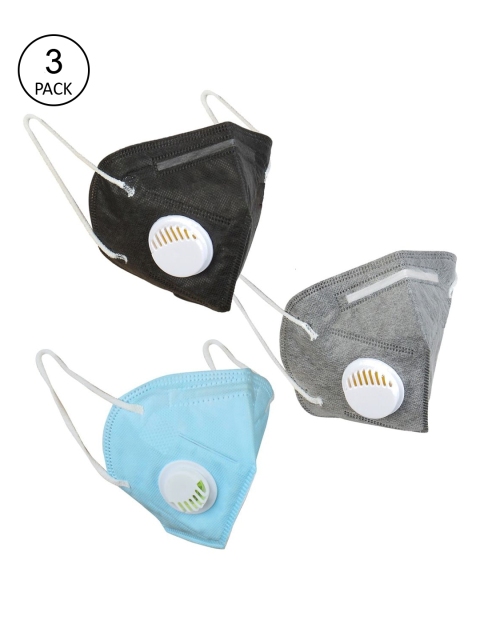 OOMPH Unisex Pack Of 3 5-Ply Reusable Anti-Pollution KN95 Masks, Blue