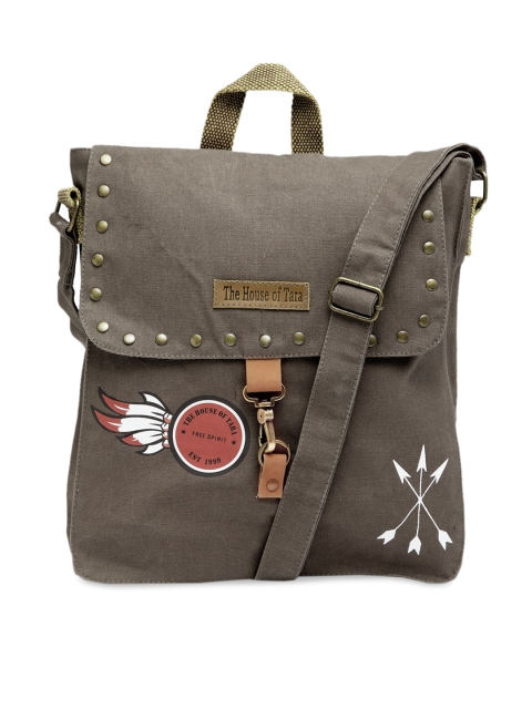 The House of Tara Grey & White Printed Sling Bag
