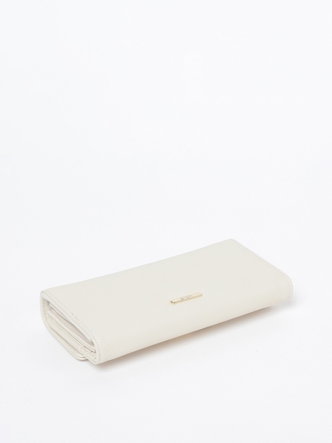Ginger by Lifestyle Women Off-White Textured Three Fold Wallet