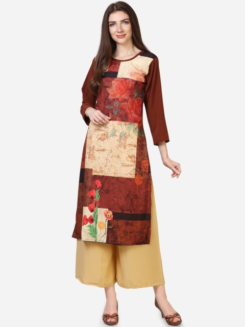 Florence Women Brown Printed Kurta with Palazzos