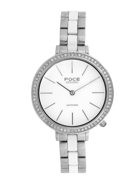 FOCE Women White Embellished Dial & White Ceramic Analogue Watch FCWW379LSM