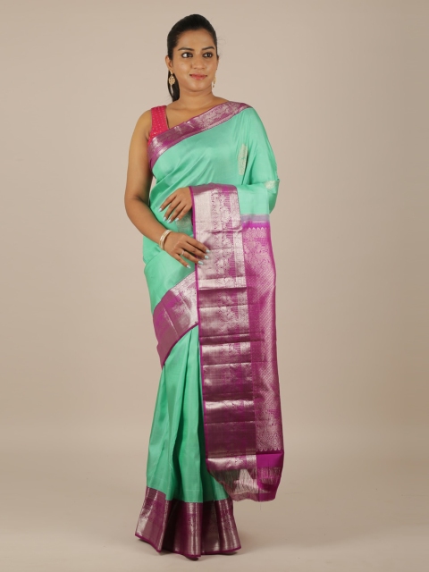 Pothys Green & Magenta Pure Silk Woven Design Kanjeevaram Saree