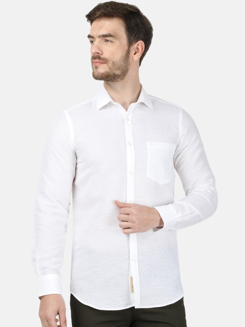 Monte Carlo Men White Regular Fit Solid Casual Shirt